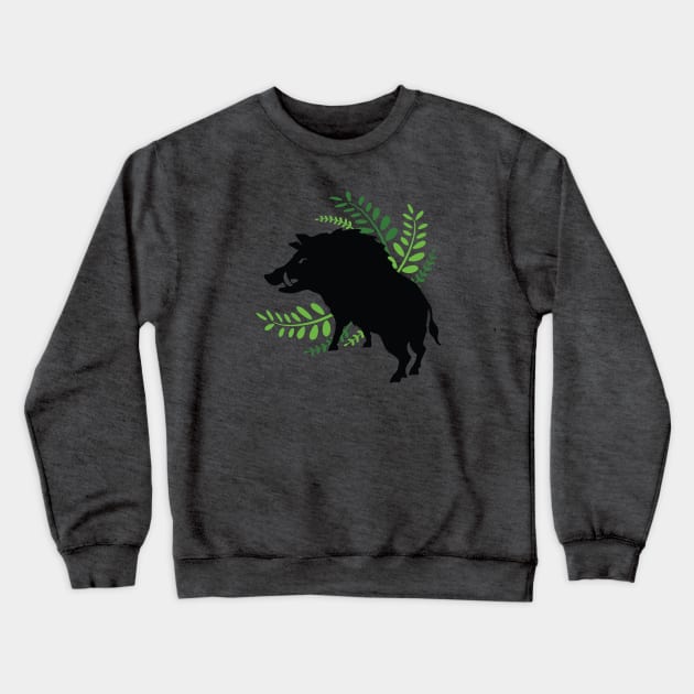 Wild Boar and Fern Design Crewneck Sweatshirt by NixieNoo